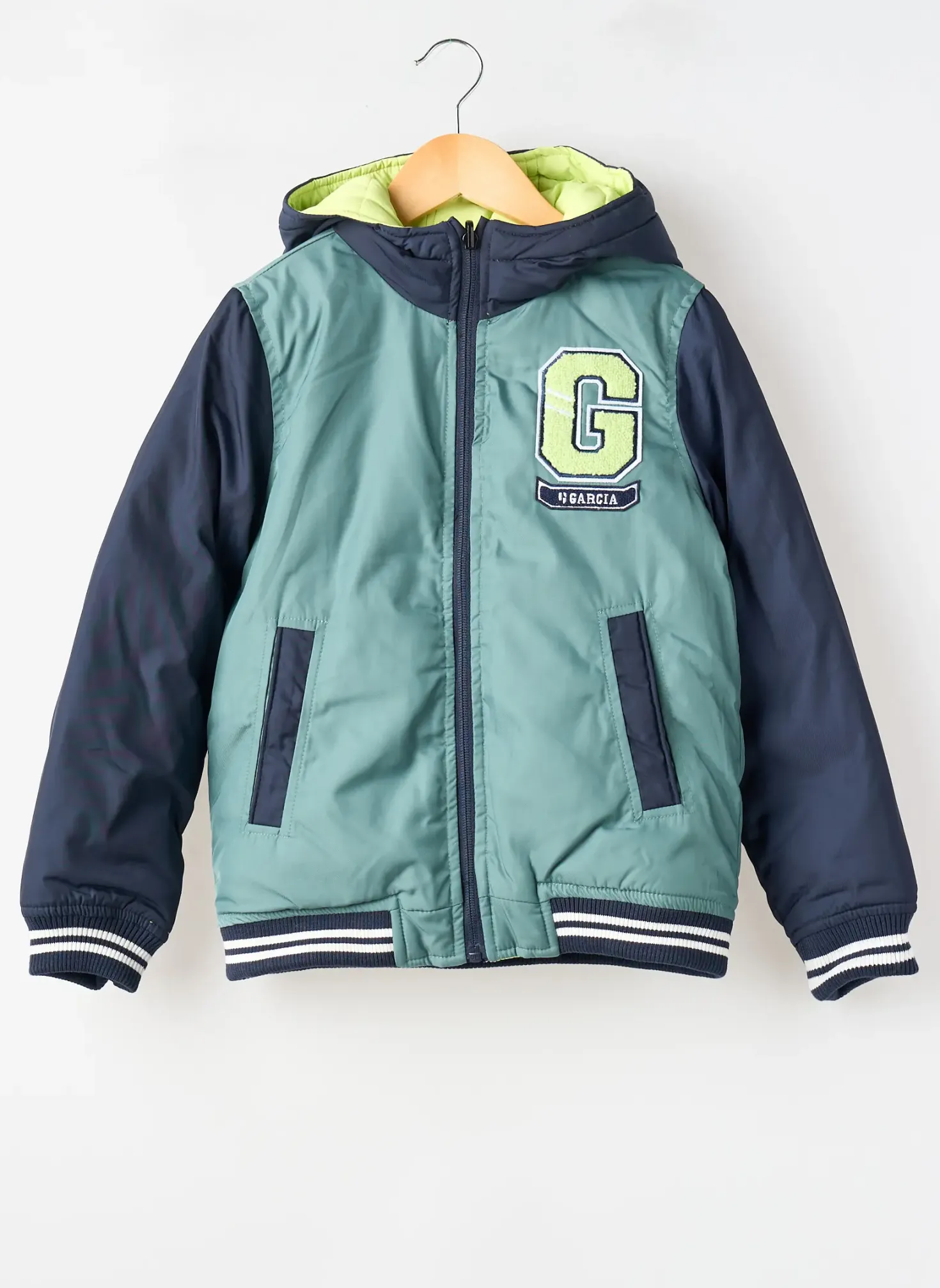 Doudoune Garcia Vert A Capuche