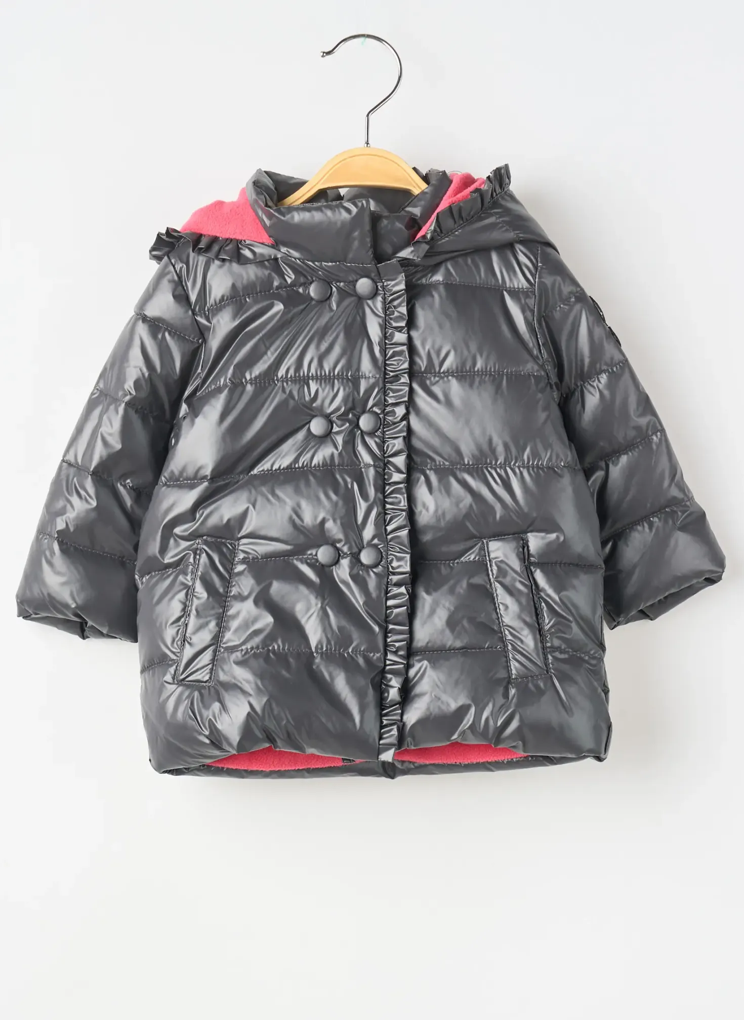 Doudoune 3 Pommes Gris A Capuche