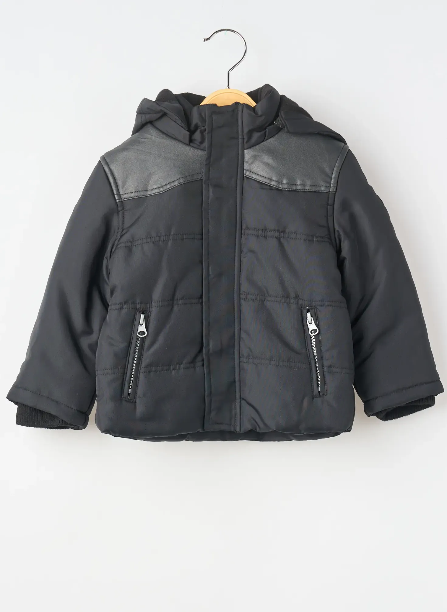 Doudoune 3 Pommes Noir A Capuche