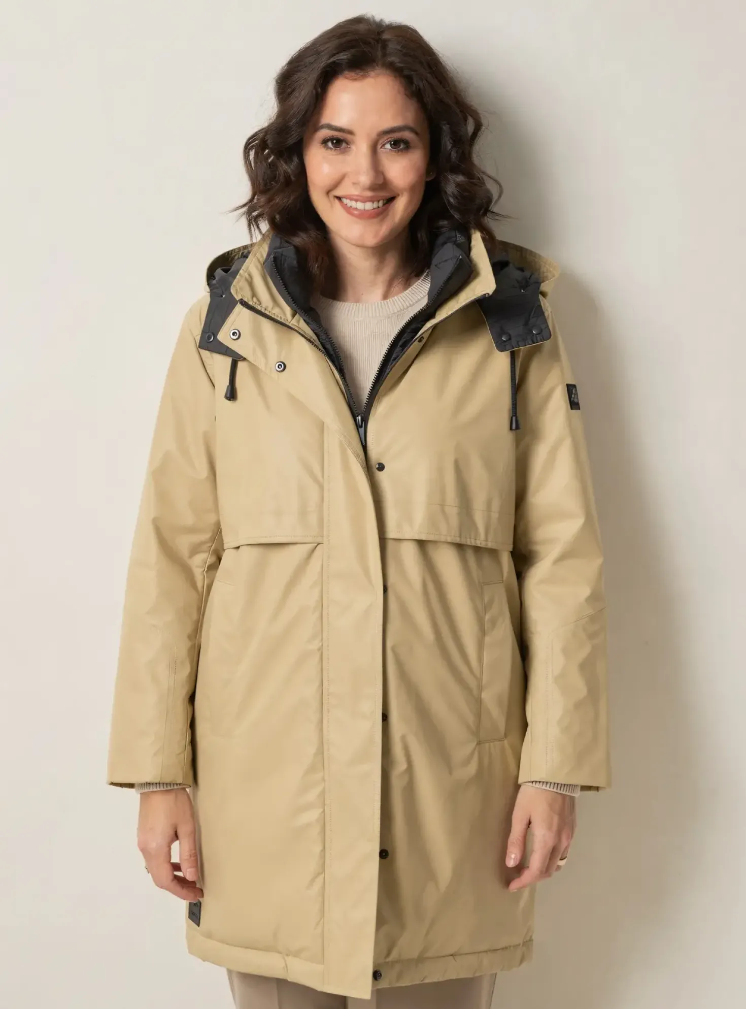 Doudoune Rino & Pelle Beige A Capuche
