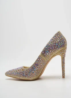 Escarpins Moow Or Talon Haut De 10cm Et Plus