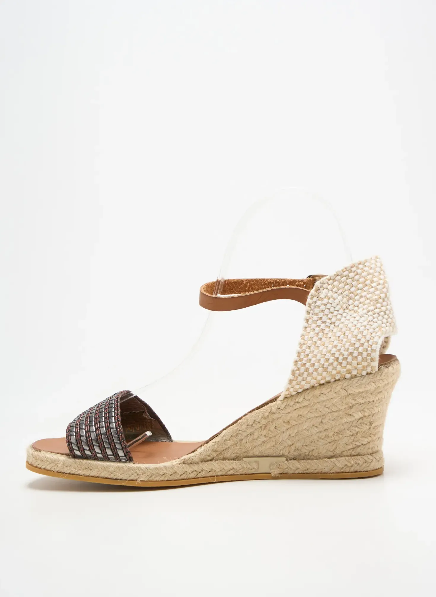 Espadrilles Bella Storia Argent Talon De 4 À 6cm
