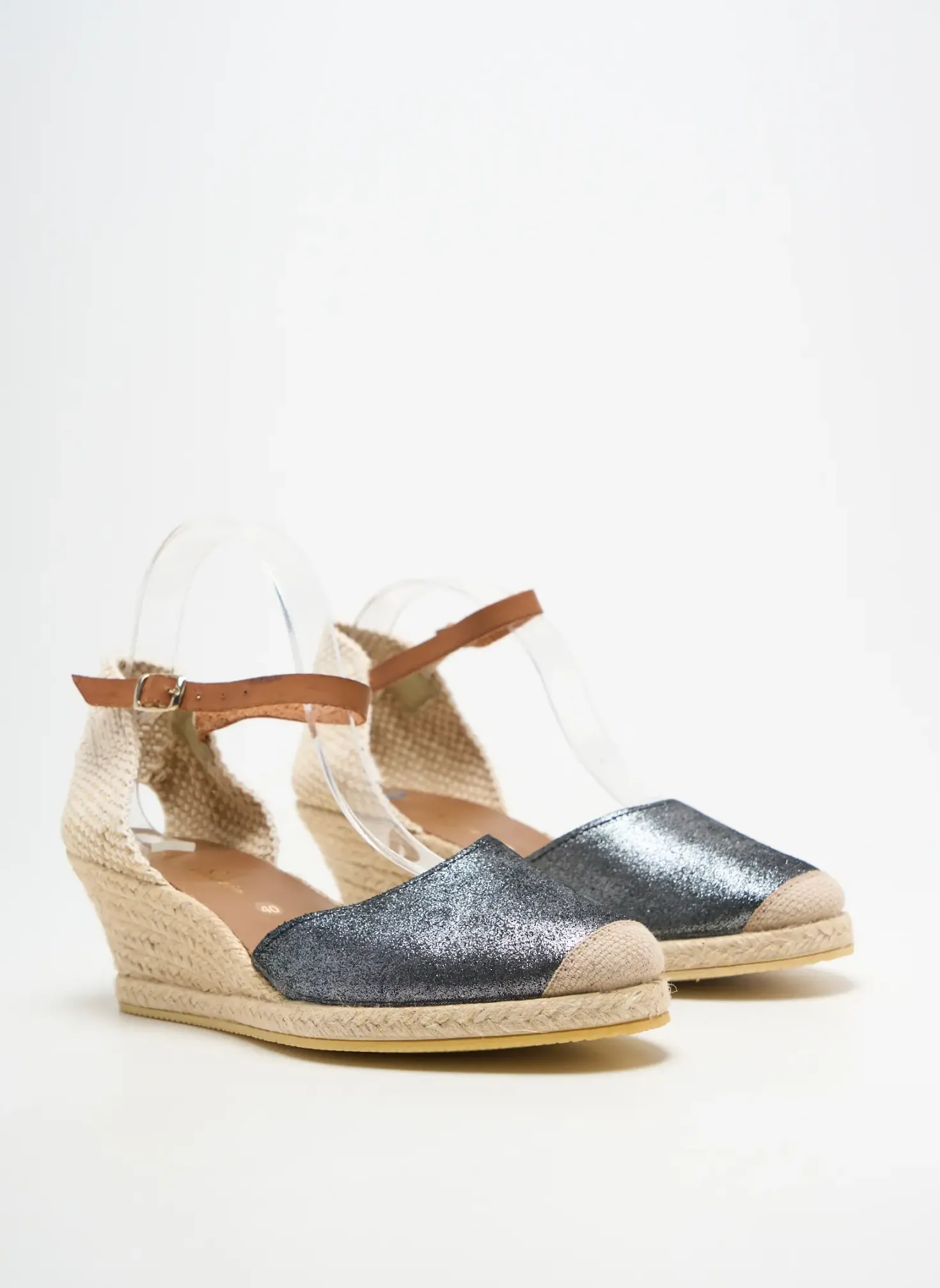 Espadrilles Bella Storia Argent Talon De 4 À 6cm