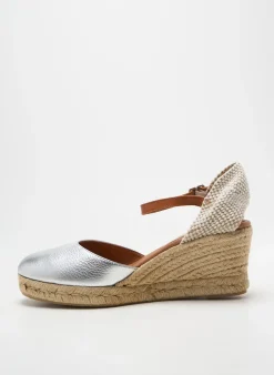 Espadrilles Carmen Saiz Argent Talon De 7 À 9cm