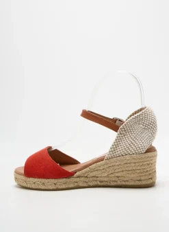 Espadrilles Carmen Saiz Rouge Talon De 4 À 6cm