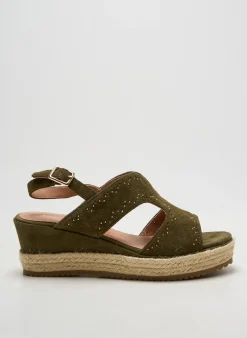 Espadrilles Emilie Karston Vert Talon De 4 À 6cm
