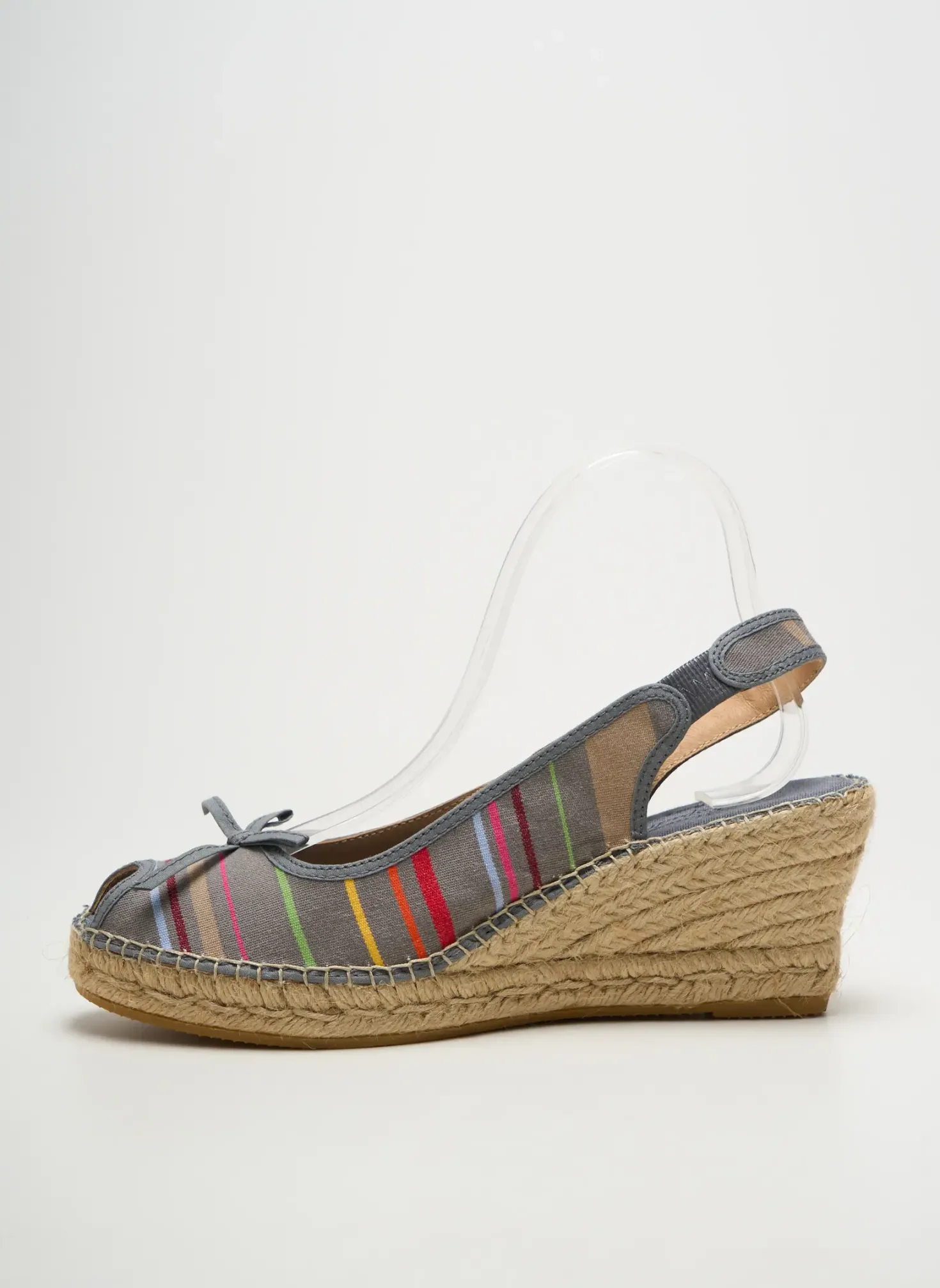 Espadrilles La Maison De L'espadrille Gris Talon De 7 À 9cm