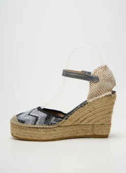 Espadrilles La Maison De L'espadrille Argent Talon De 7 À 9cm