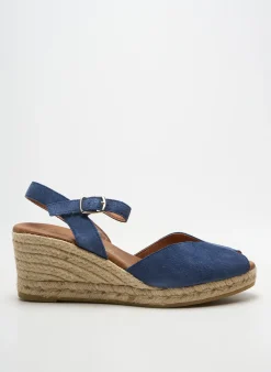 Espadrilles La Maison De L'espadrille Bleu Talon De 7 À 9cm