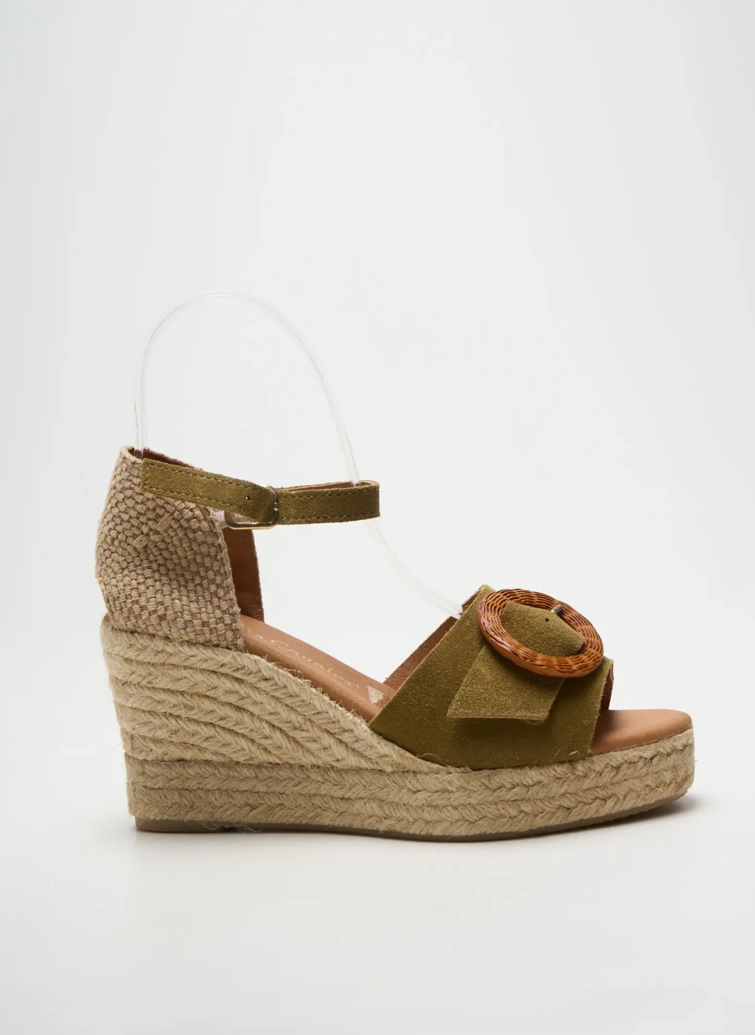 Espadrilles Lola Canales Vert Talon De 7 À 9cm