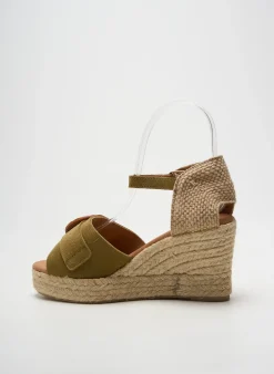 Espadrilles Lola Canales Vert Talon De 7 À 9cm