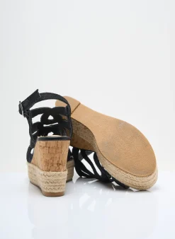 Espadrilles Mano Noir Talon De 7 À 9cm