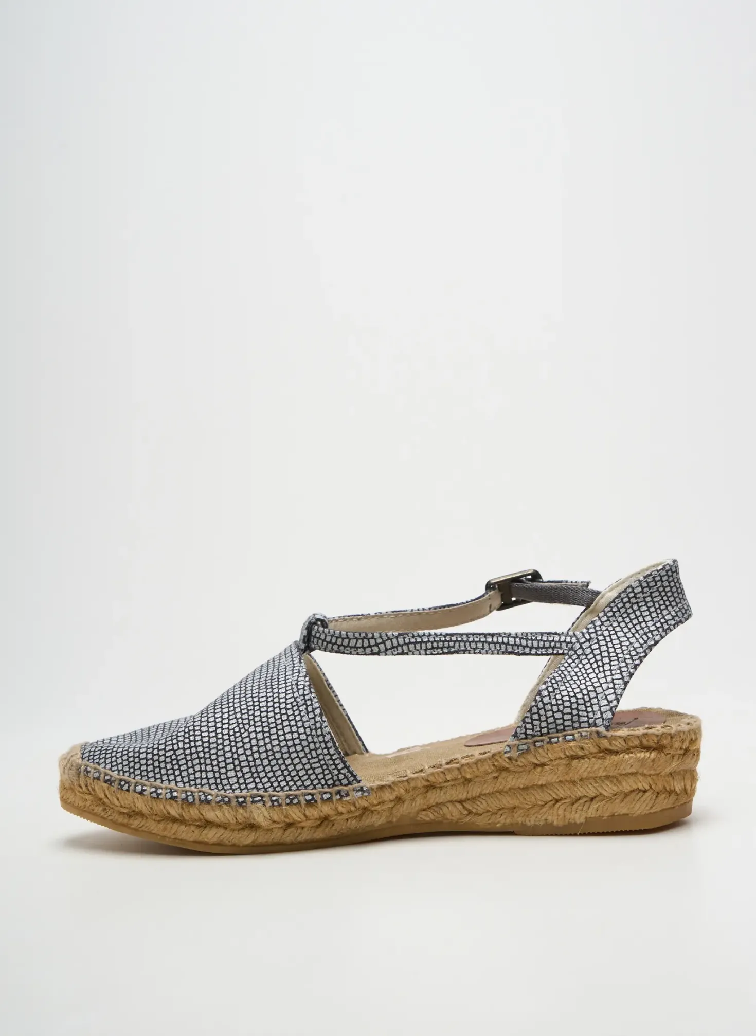 Espadrilles Montane Argent Talon De 4 À 6cm