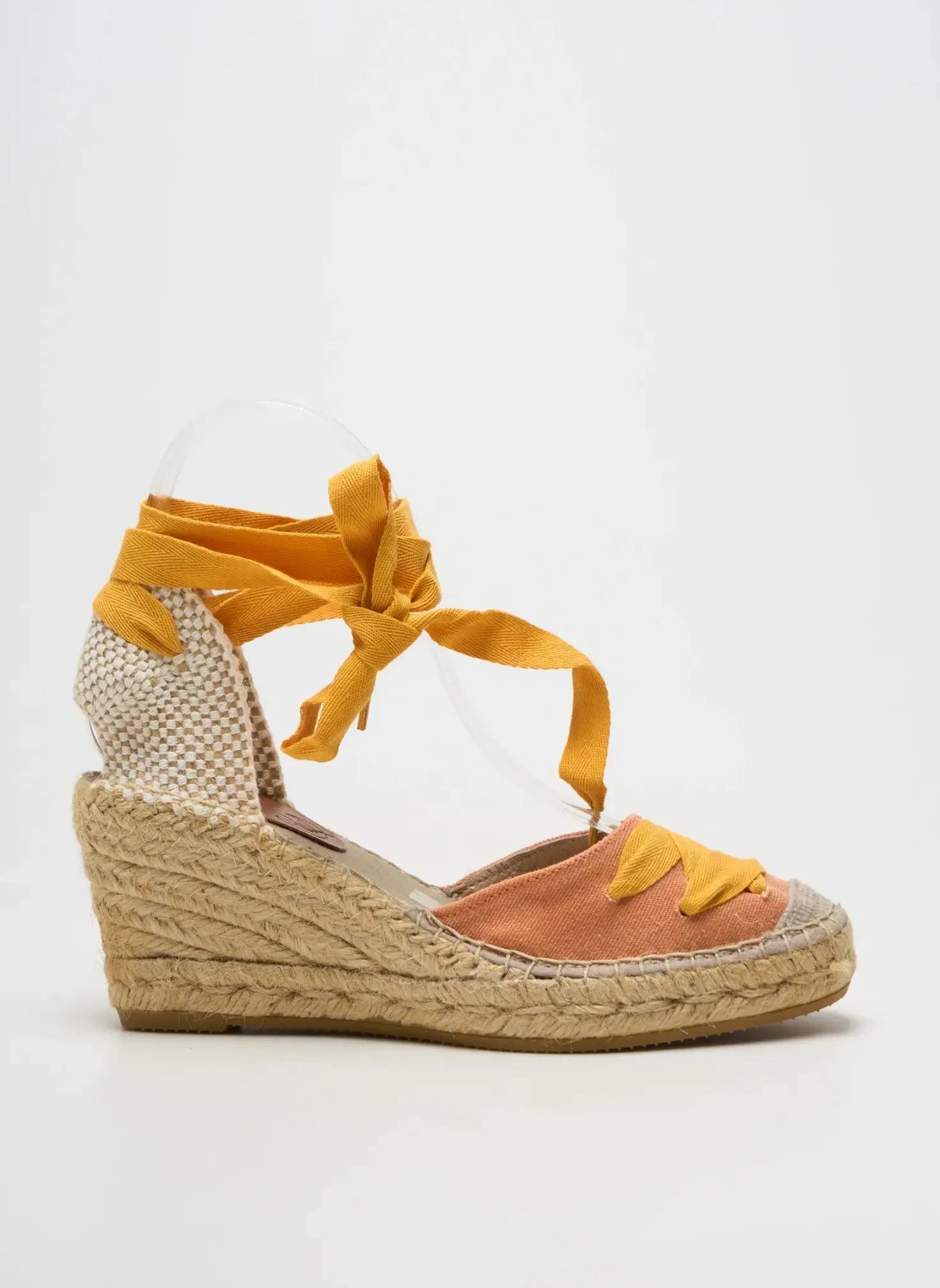 Espadrilles Suyute Orange Talon De 7 À 9cm