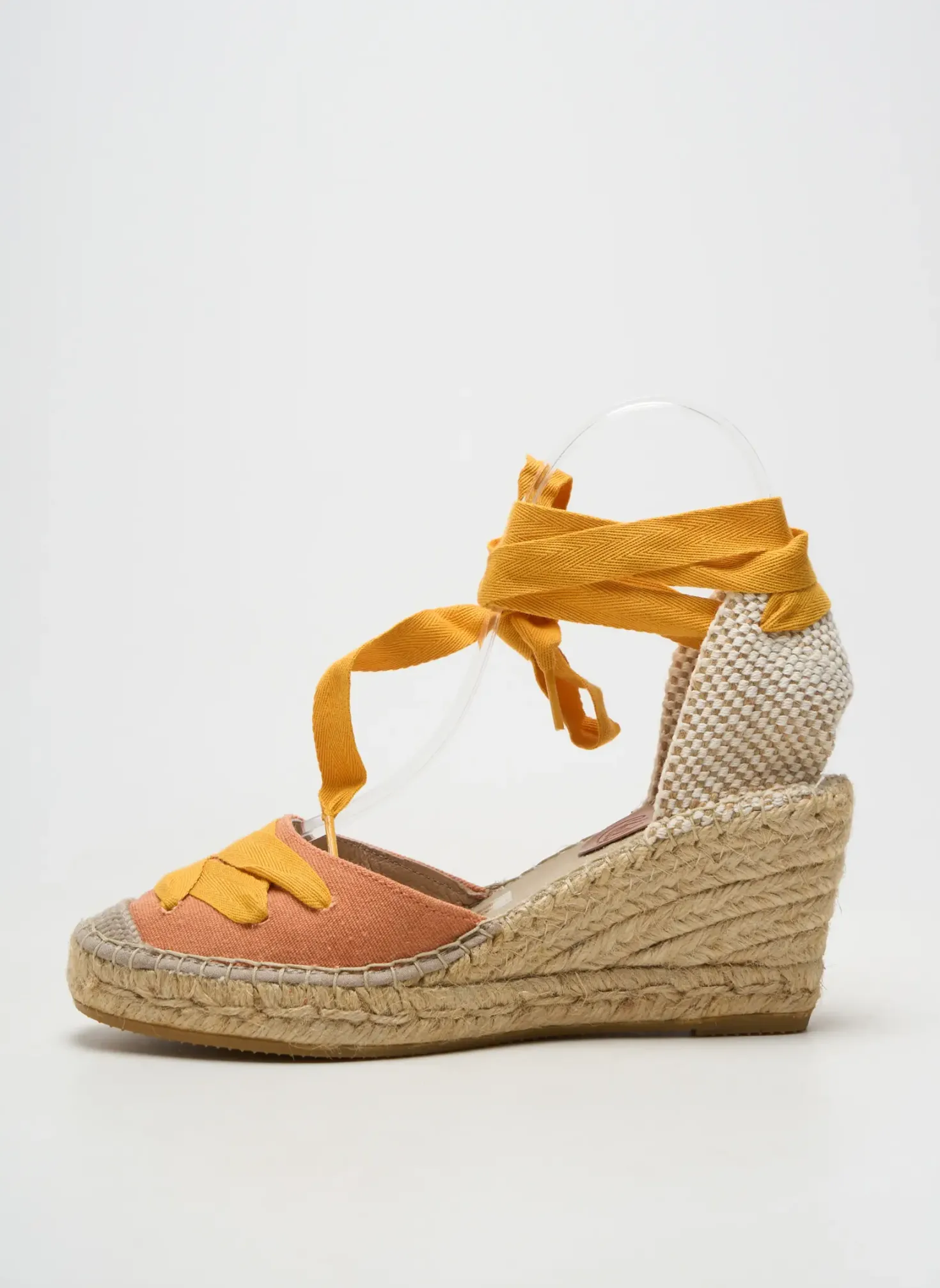 Espadrilles Suyute Orange Talon De 7 À 9cm