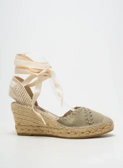 Espadrilles Suyute Vert Talon De 7 À 9cm