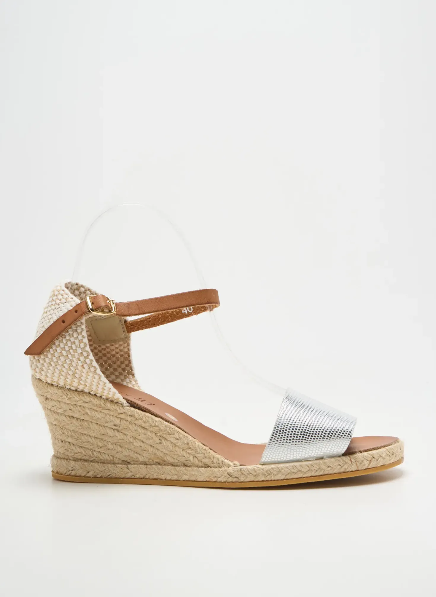 Espadrilles Thierry 21 Argent Talon De 4 À 6cm