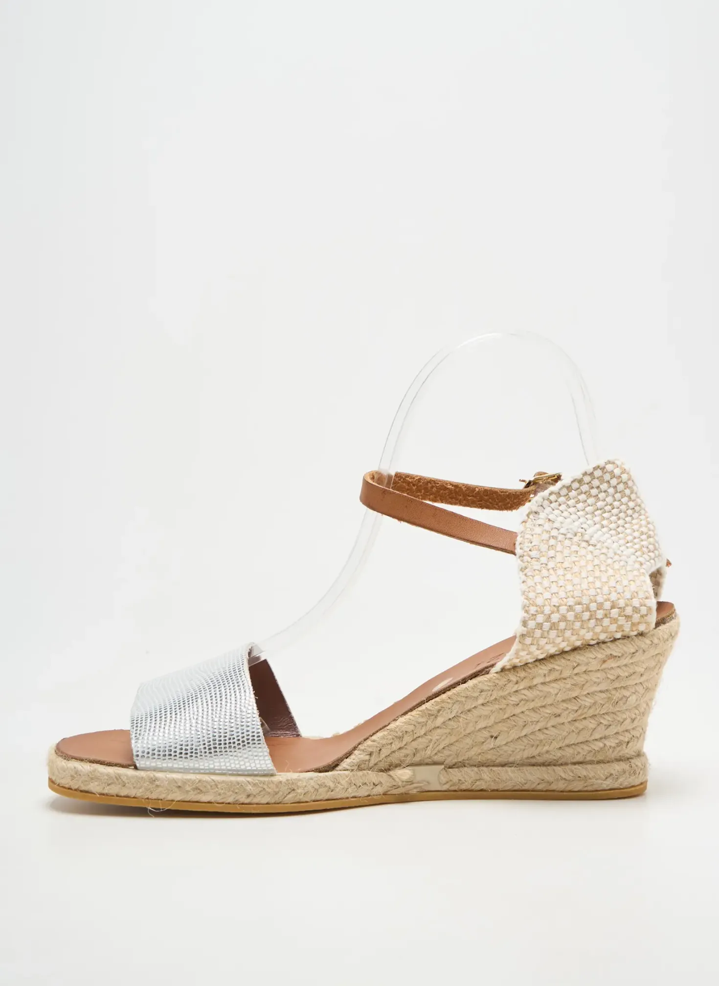 Espadrilles Thierry 21 Argent Talon De 4 À 6cm