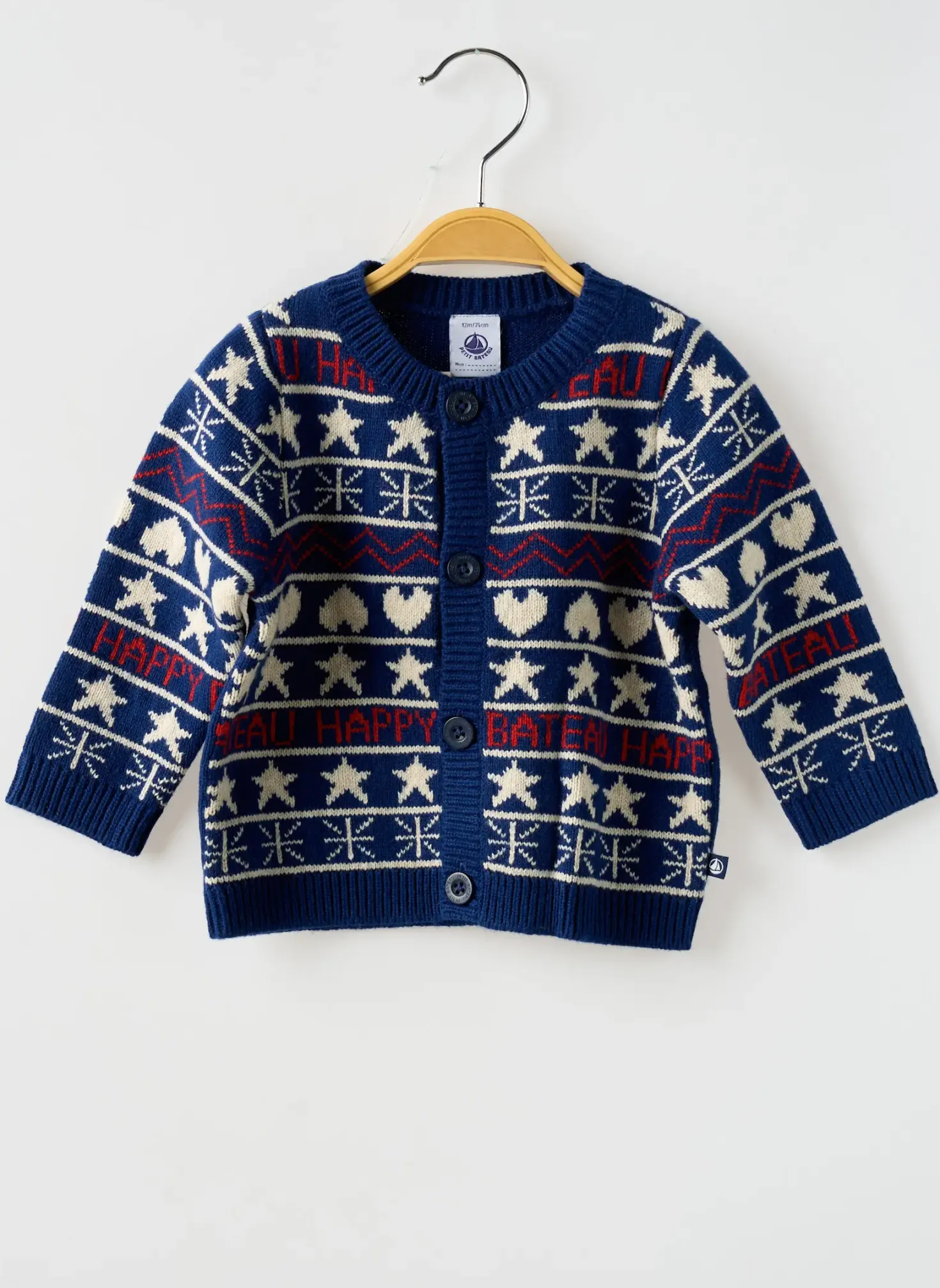 Gilet Manches Longues Petit Bateau Bleu