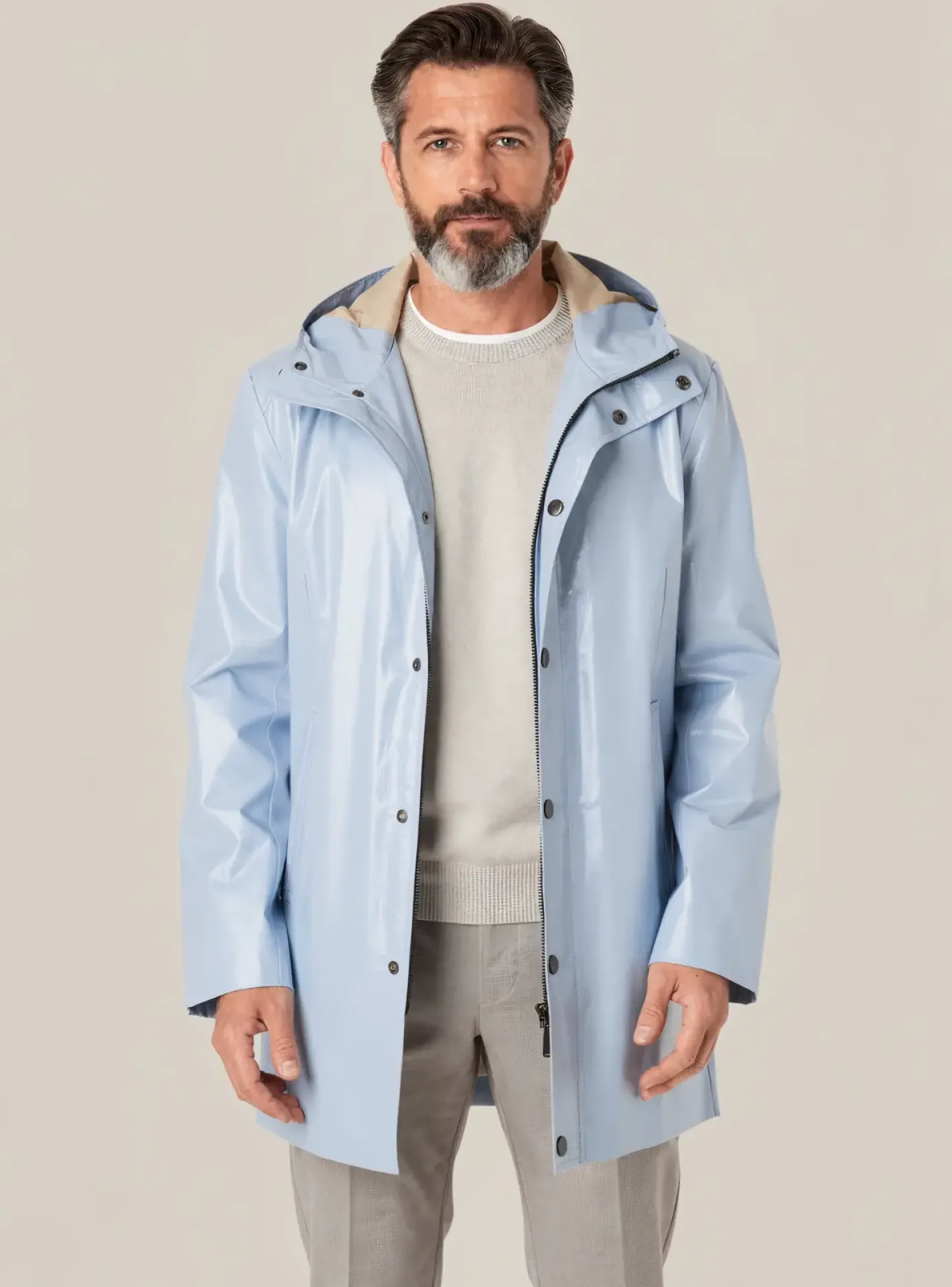 Imperméable Pierre Talamon Bleu A Capuche
