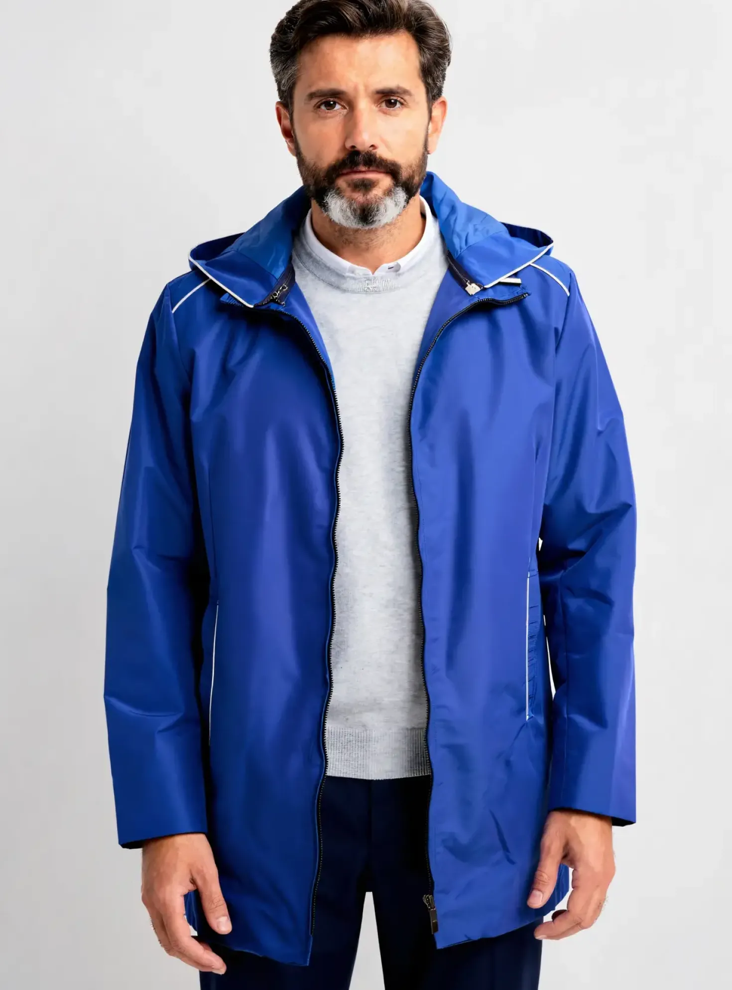 Imperméable Pierre Talamon Bleu A Capuche