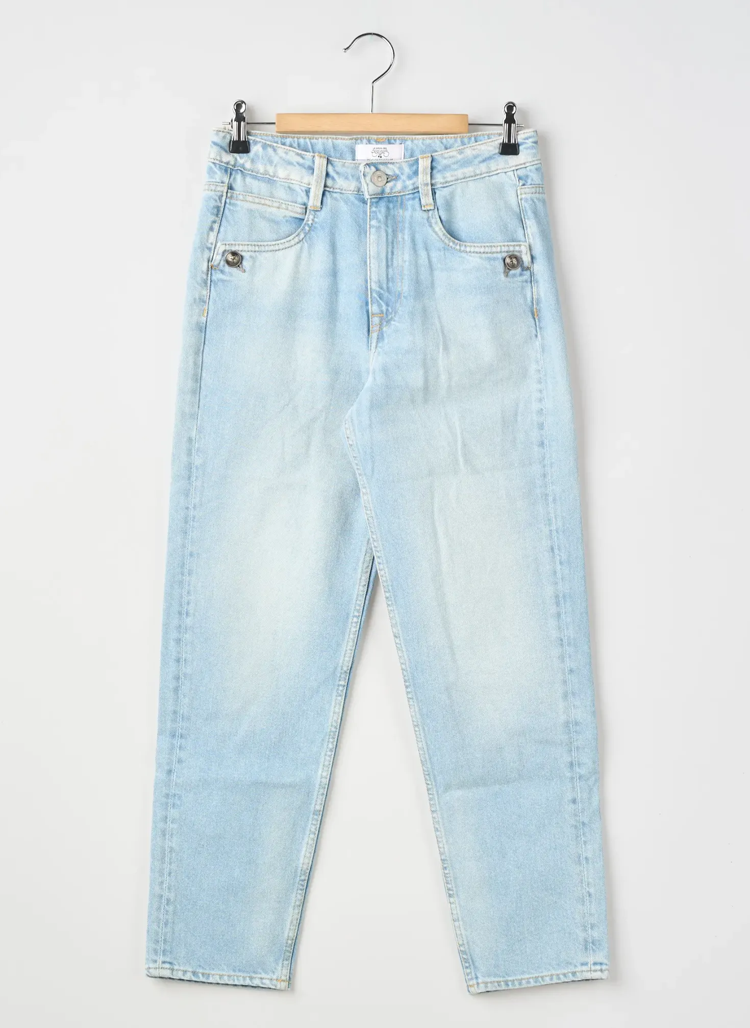 Jean Coupe Mom Le Temps Des Cerises Bleu Taille Ajustable