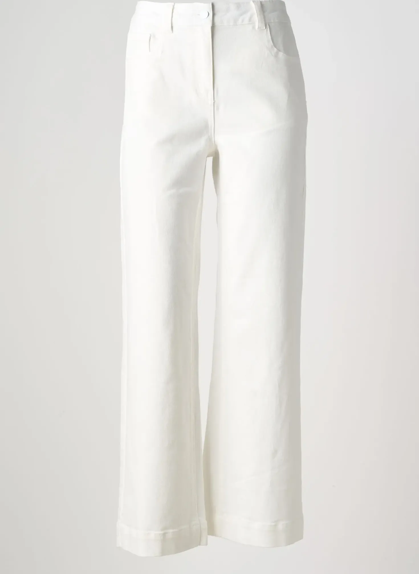 Jeans Coupe Large C'est Beau La Vie Blanc Taille Haute