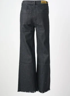 Jeans Coupe Large Couturist Noir Taille Haute