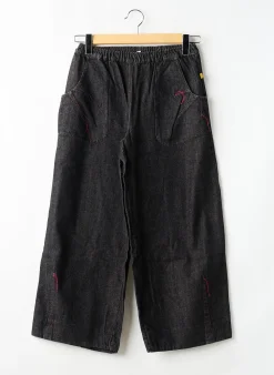 Jeans Coupe Large Lilith Noir Taille Élastique