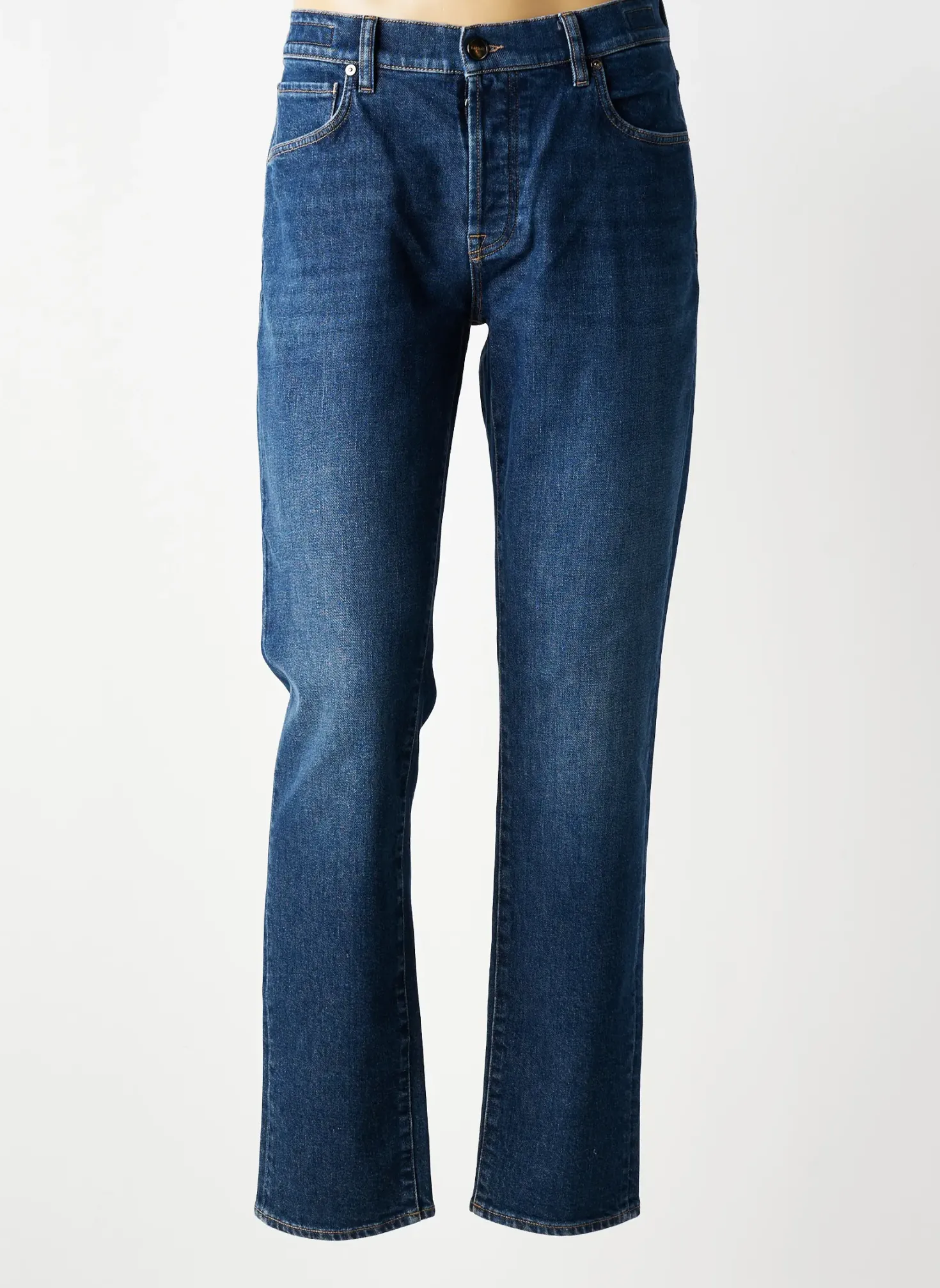 Jeans Coupe Slim Barmas Bleu Fonce Taille Normale