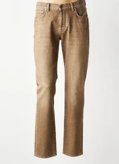 Jeans Coupe Slim Barmas Marron Taille Normale