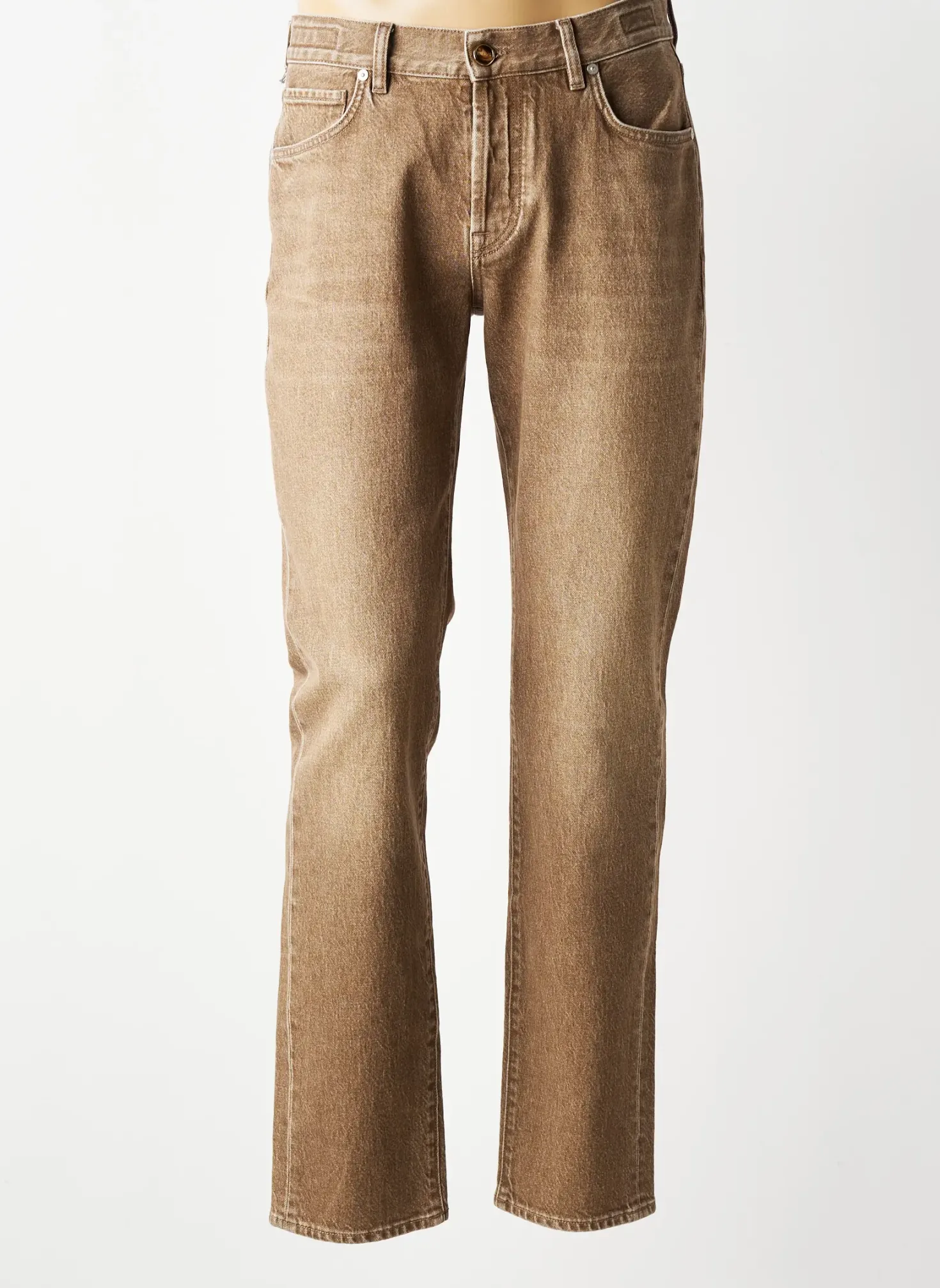 Jeans Coupe Slim Barmas Marron Taille Normale