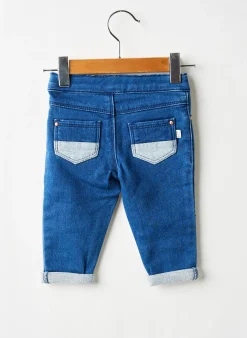 Jeans Coupe Slim Carrement Beau Bleu Taille À Pinces