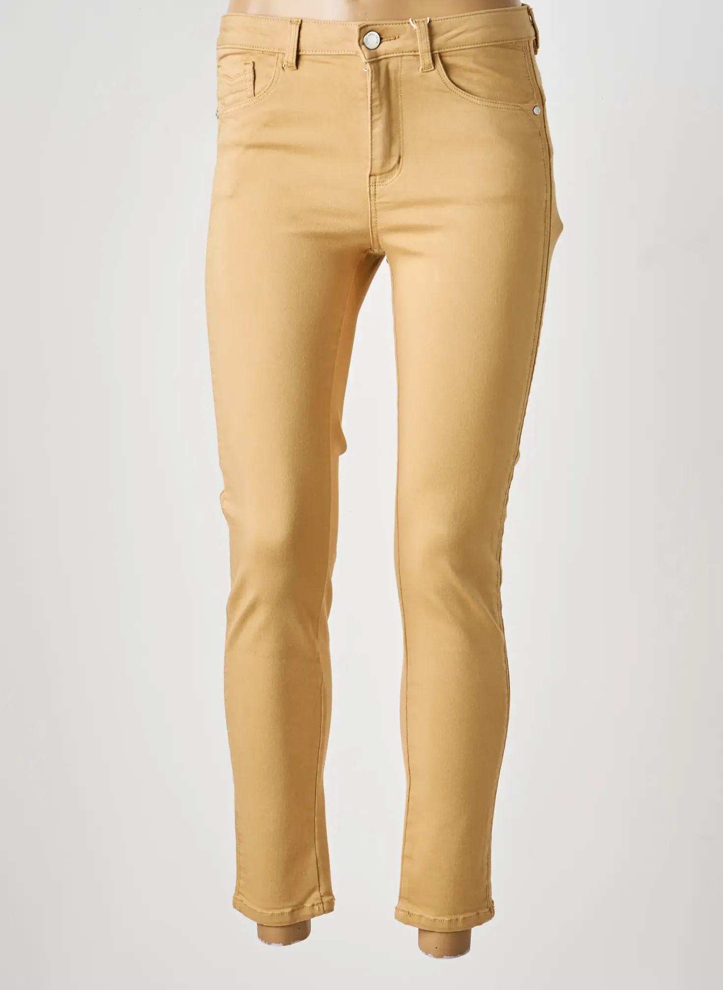Jeans Coupe Slim C'est Beau La Vie Beige Taille Normale