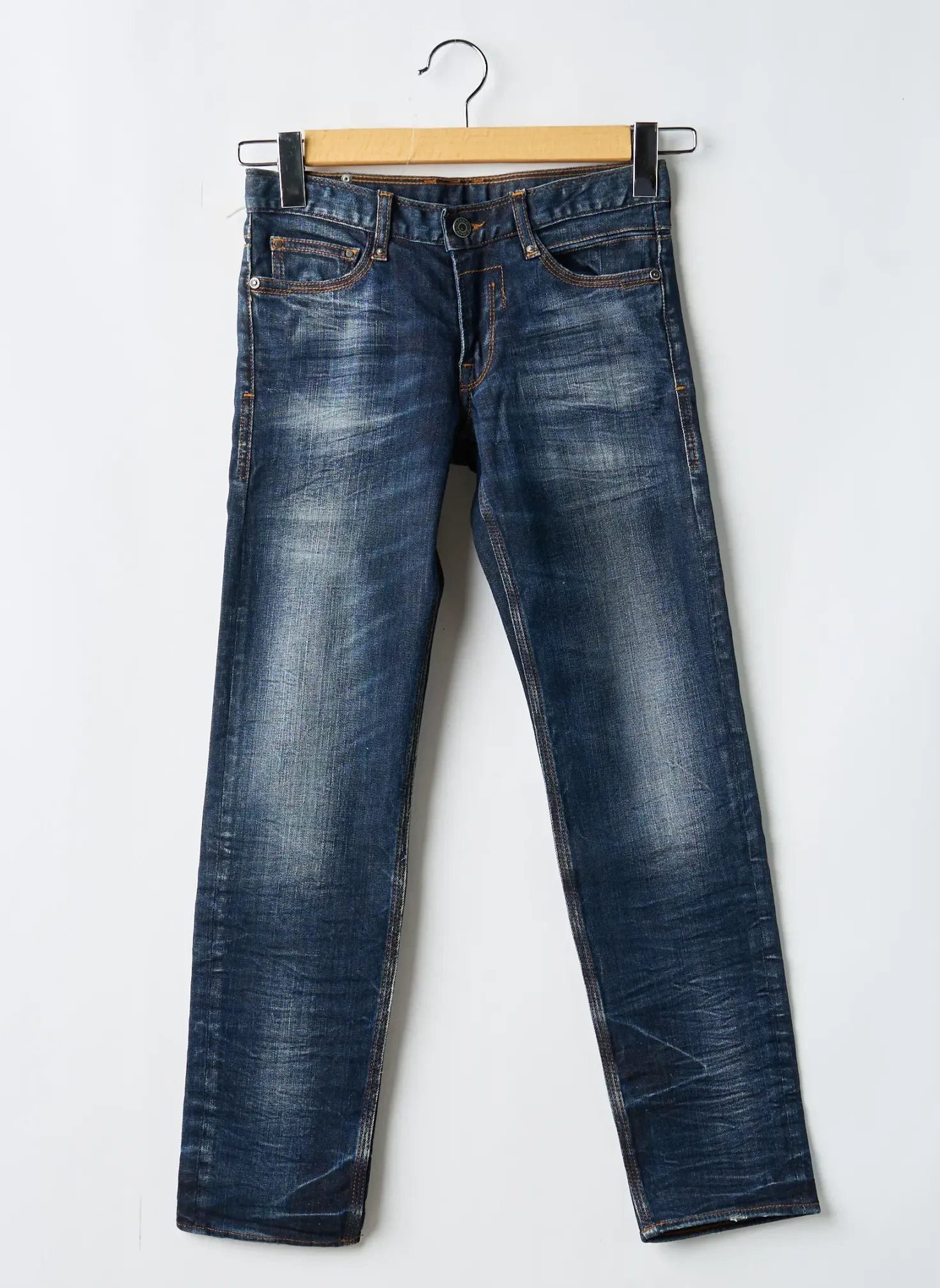 Jeans Coupe Slim Japan Rags Bleu Taille Élastique
