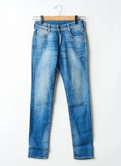 Jeans Coupe Slim Le Temps Des Cerises Bleu Taille Ajustable