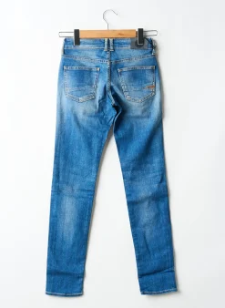 Jeans Coupe Slim Le Temps Des Cerises Bleu Taille Ajustable