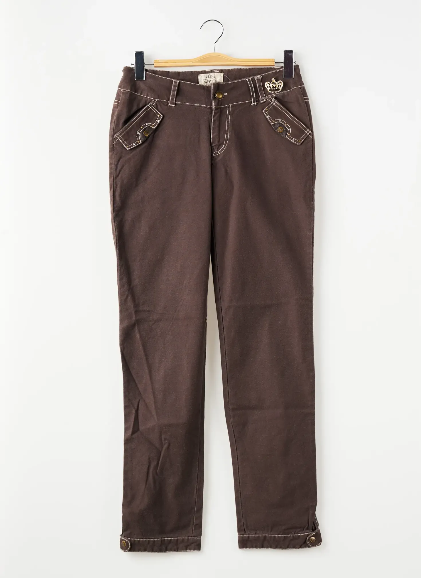 Jeans Coupe Slim Lola Espeleta Marron Taille Ajustable