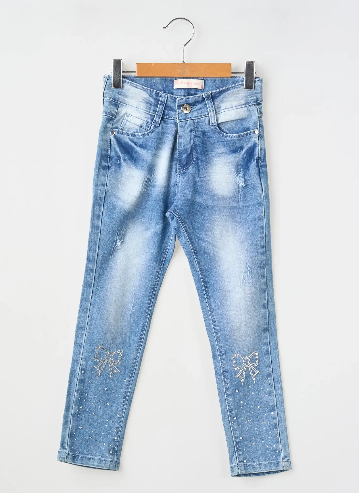 Jeans Coupe Slim Magic Girl Bleu Taille Ajustable
