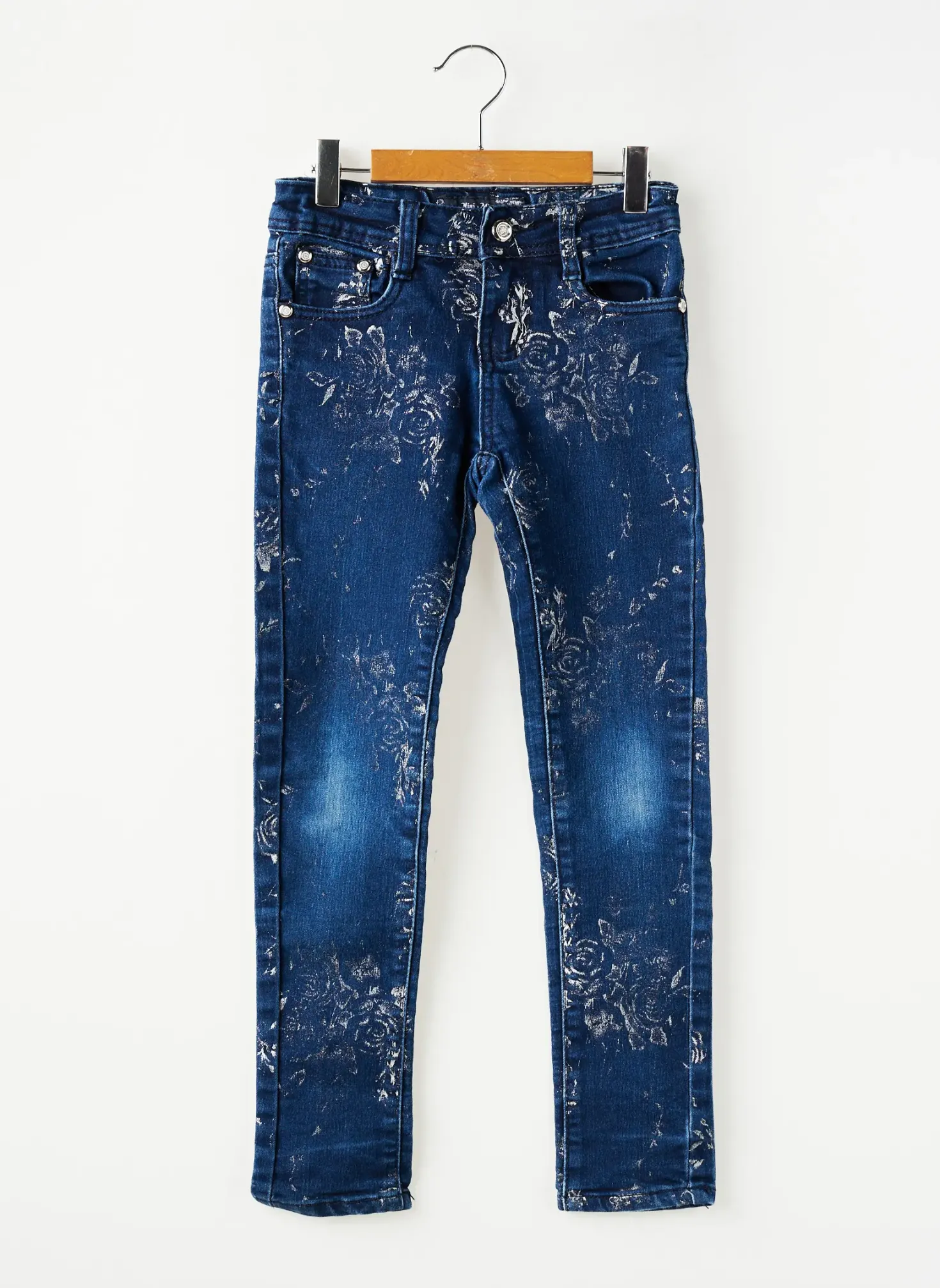 Jeans Coupe Slim Mini Mignon Bleu Taille Ajustable