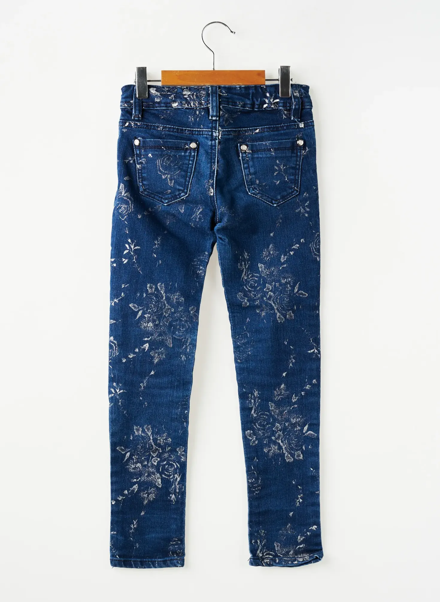 Jeans Coupe Slim Mini Mignon Bleu Taille Ajustable