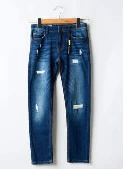 Jeans Coupe Slim Nukutavake Bleu Taille Ajustable