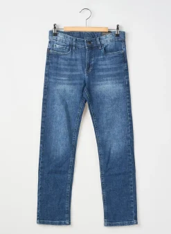 Jeans Coupe Slim Nukutavake Bleu Taille Ajustable