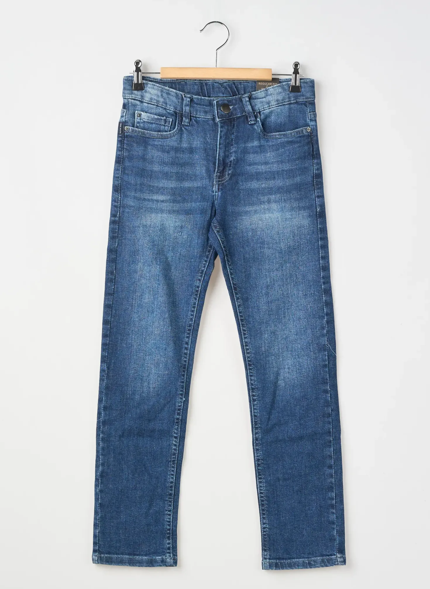 Jeans Coupe Slim Nukutavake Bleu Taille Ajustable