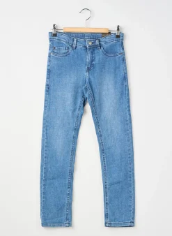 Jeans Coupe Slim Nukutavake Bleu Clair Taille Ajustable