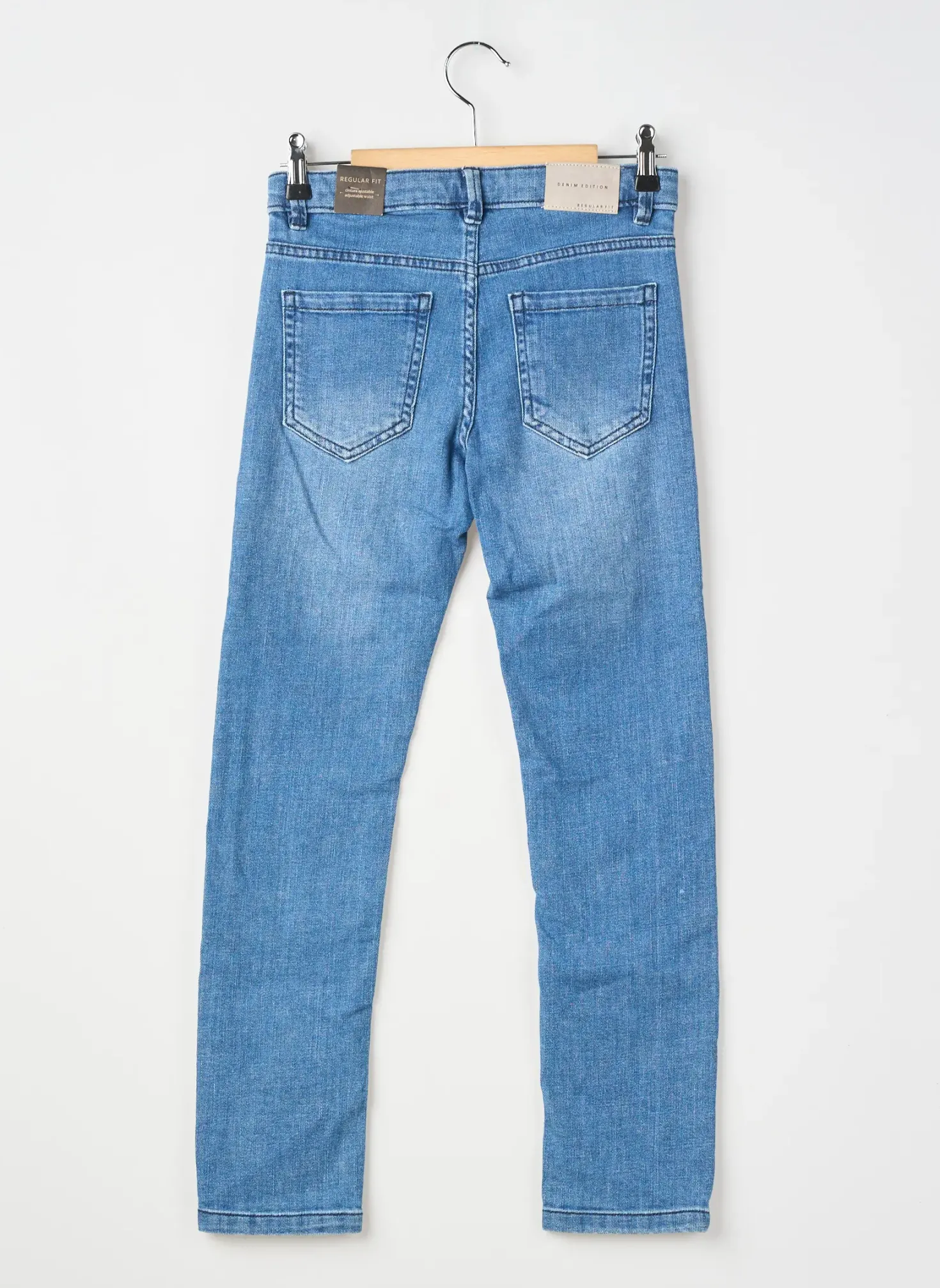 Jeans Coupe Slim Nukutavake Bleu Clair Taille Ajustable