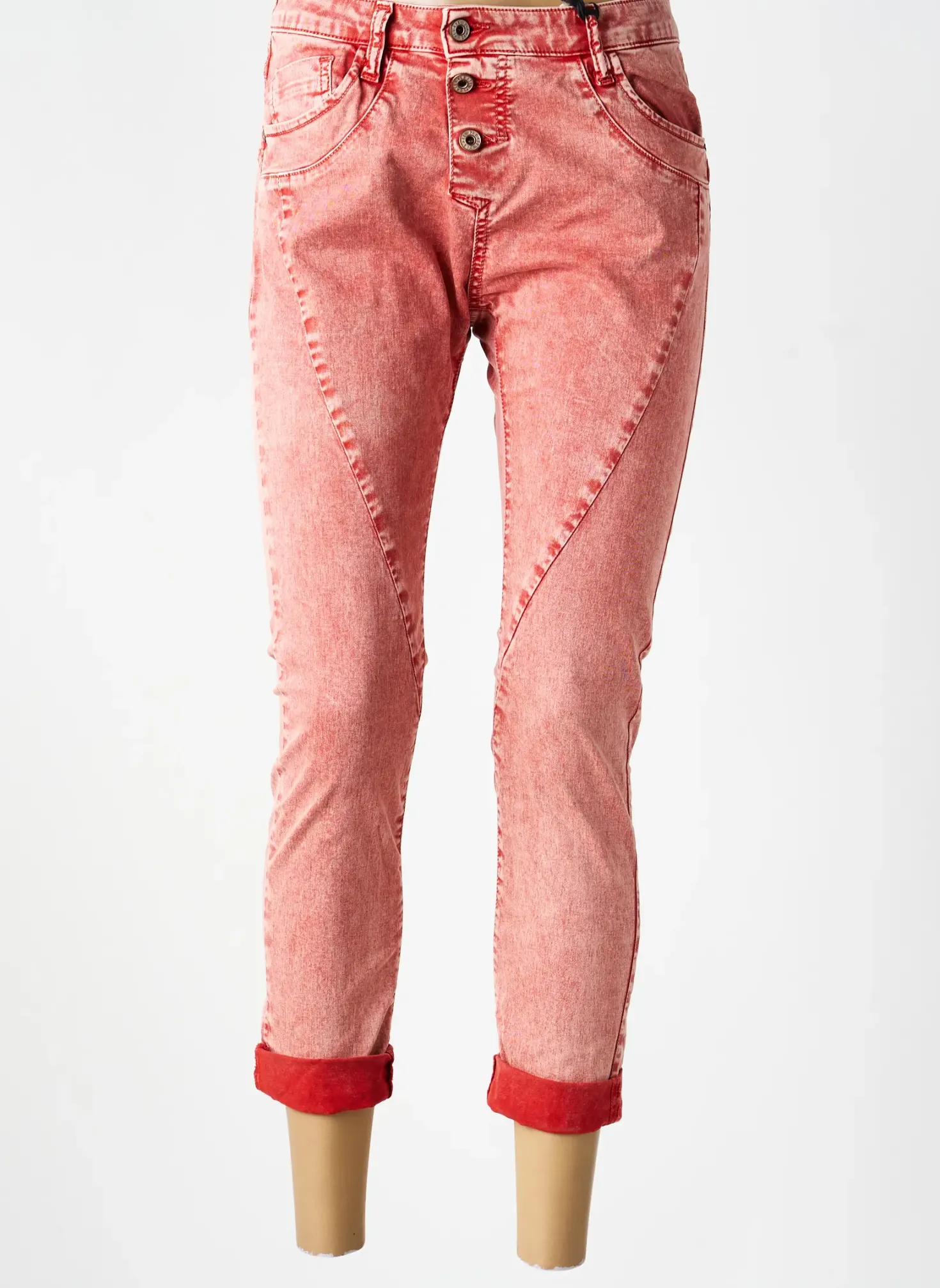 Jeans Coupe Slim Please Rouge Taille Basse