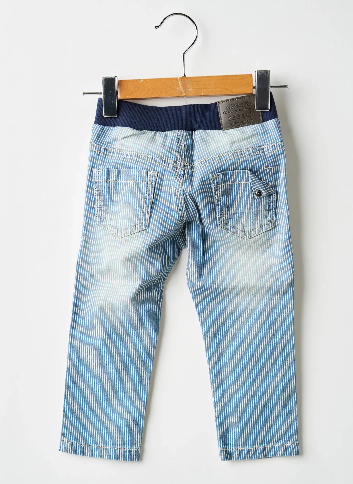 Jeans Coupe Slim 3 Pommes Bleu Taille Élastique