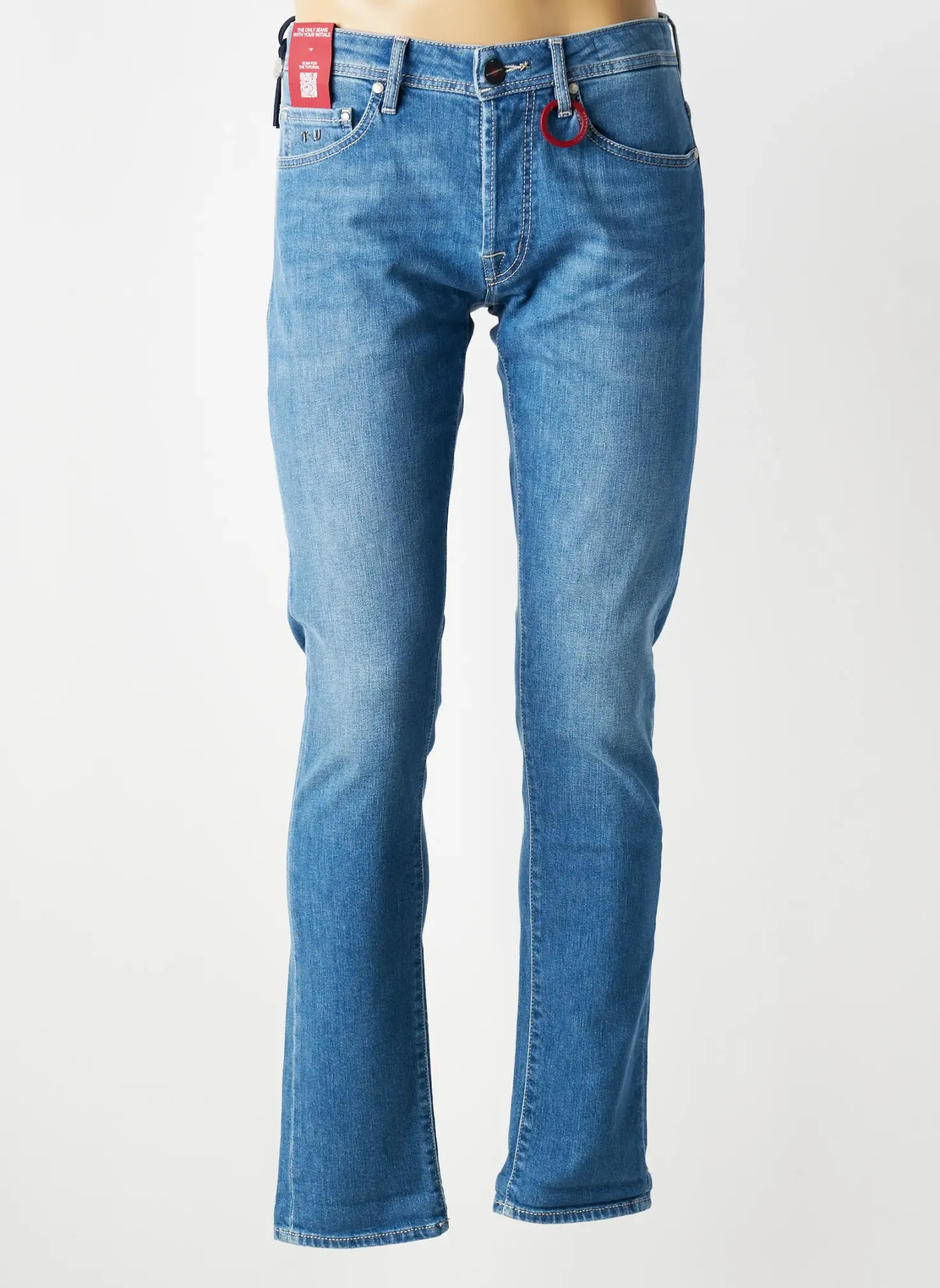 Jeans Coupe Slim Tramarossa Bleu Taille Normale