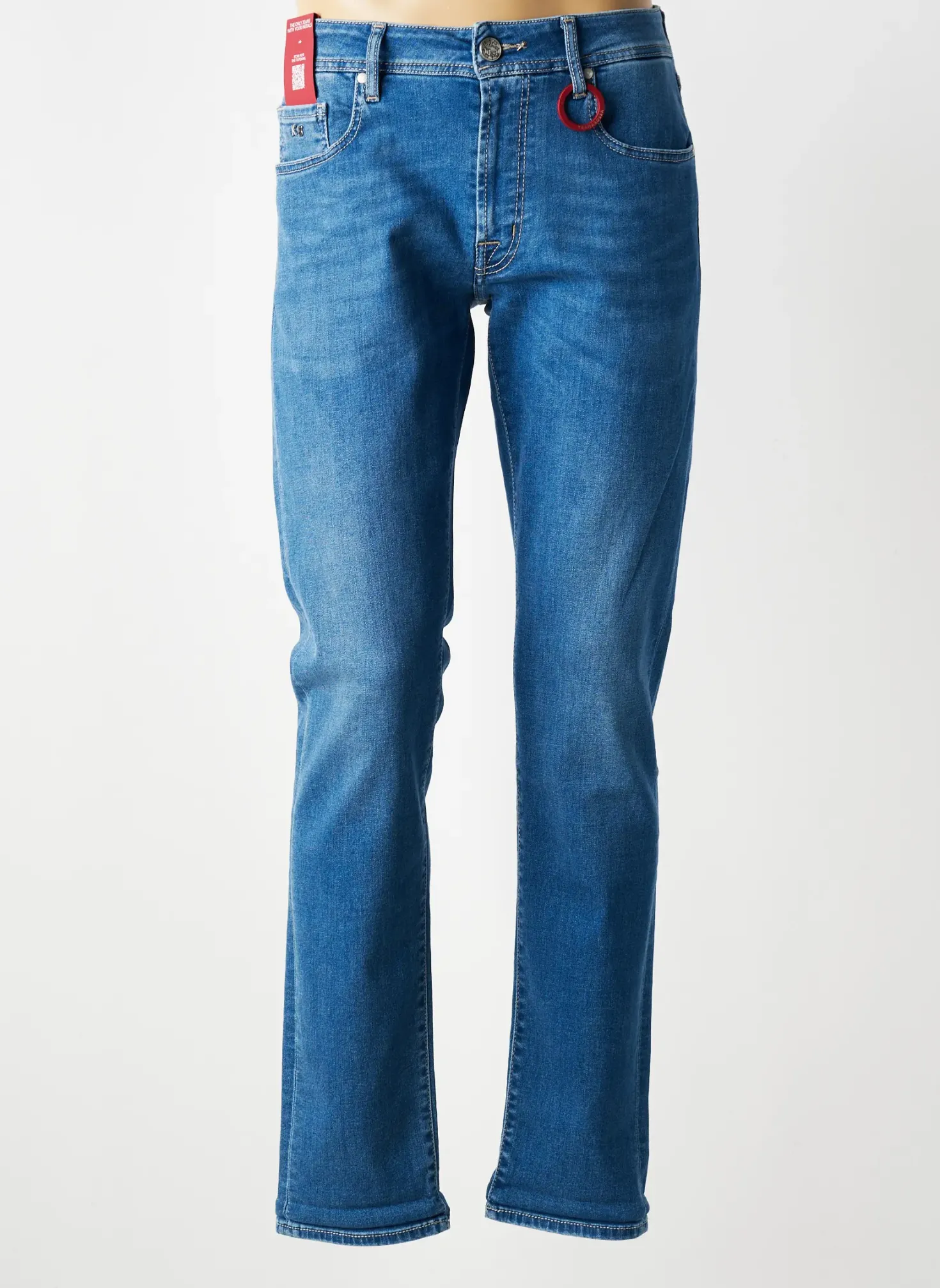 Jeans Coupe Slim Tramarossa Bleu Taille Normale